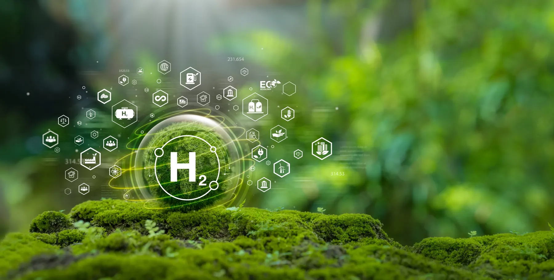 Clean hydrogen water technology concept illustration